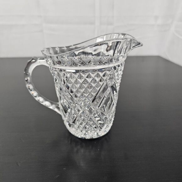 Vintage Crystal Pitcher in Diamond Pattern 1985‎ FTD Small Clear 5.5" Signed - Picture 1 of 10